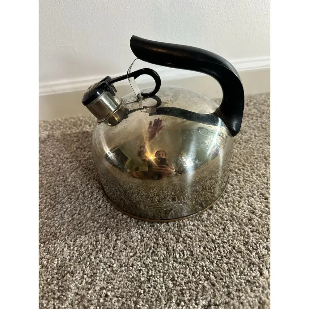 Vintage Paul Revere Ware Whistling Tea Kettle Copper Bottom 2 Qt